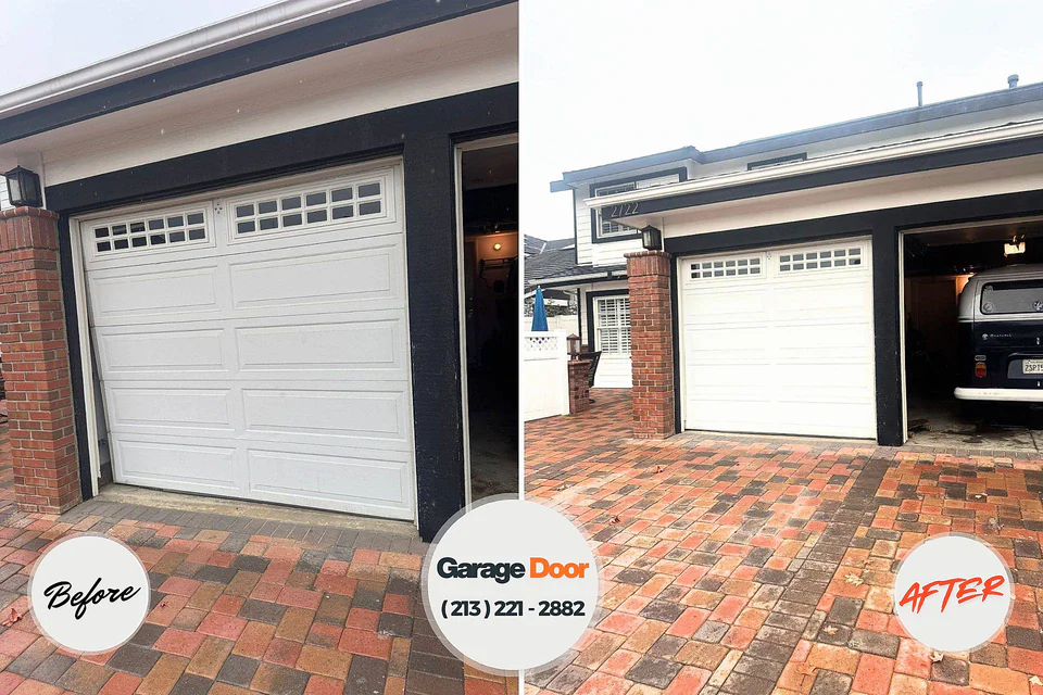 Before and after: garage door repair Douglass, KS